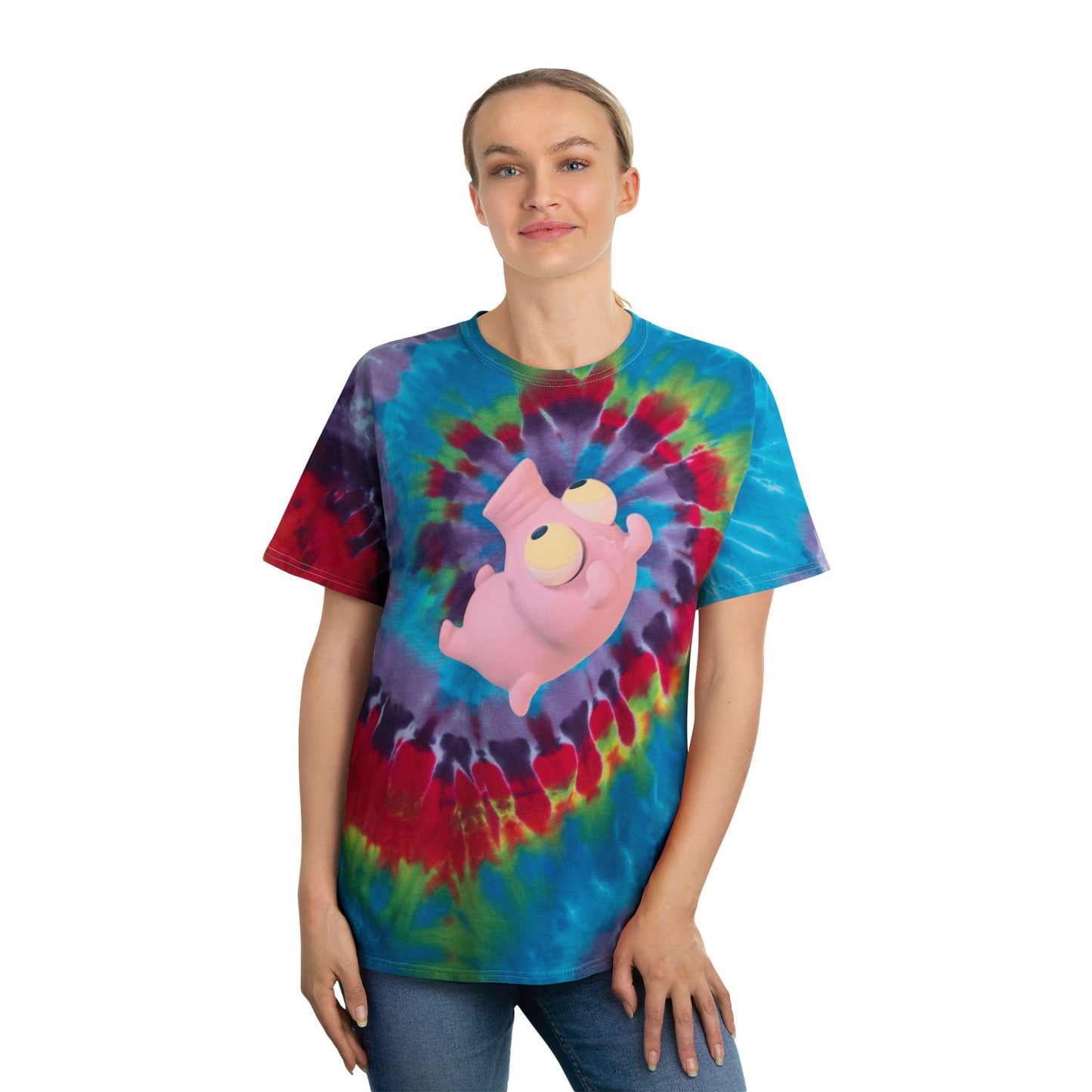 “Trippy Piggy” Spiral Tie-Dye Graphic T-Shirt