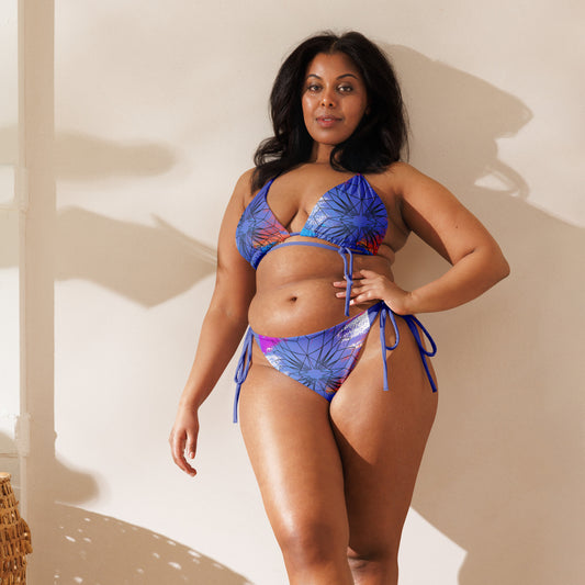 Two Piece “Periwinkle Paint Geometrics” String Bikini