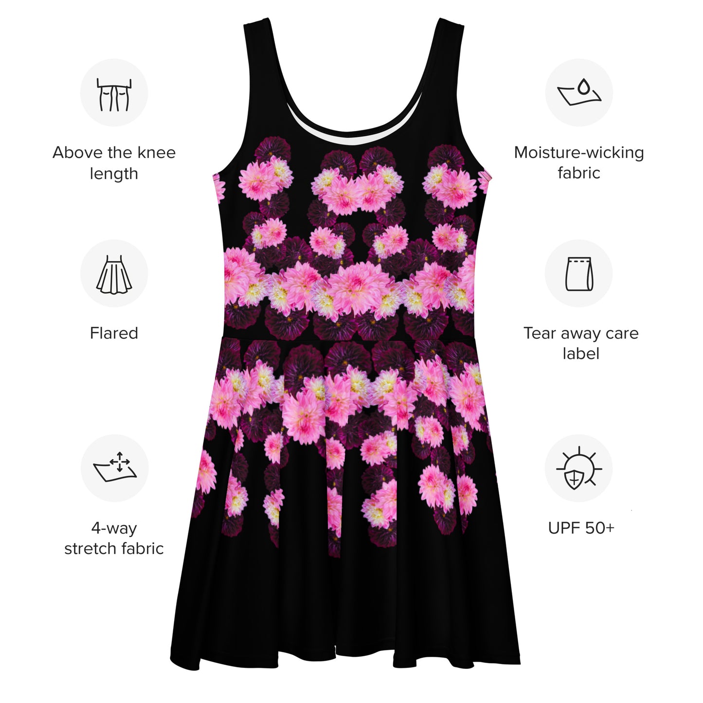 A-Line Black Dahlia Skater Dress