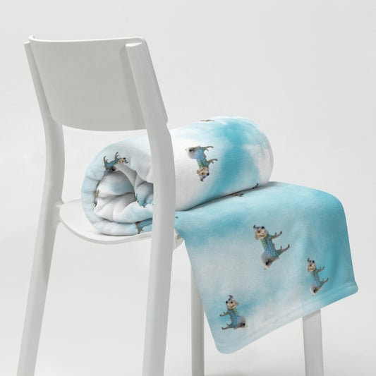 Blue & White Tie Dye "Fee Pajama Party" Throw Blanket