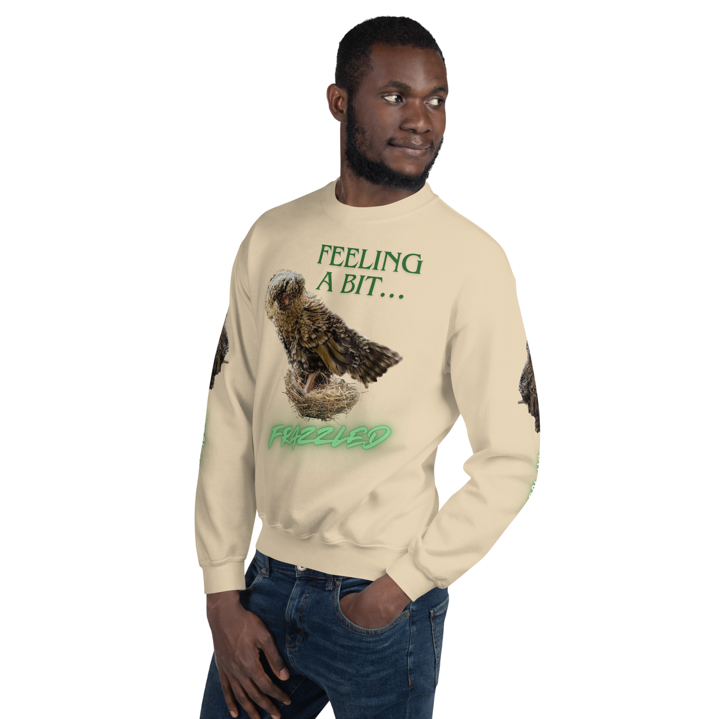 "Feeling a Bit Frazzled... Chicken" Adult Sweatshirt with "Oh No..." Sleeves