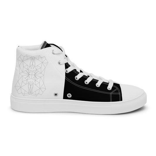 Women's "Minimalist Black & White Geometrics" High Top Canvas Sneakers