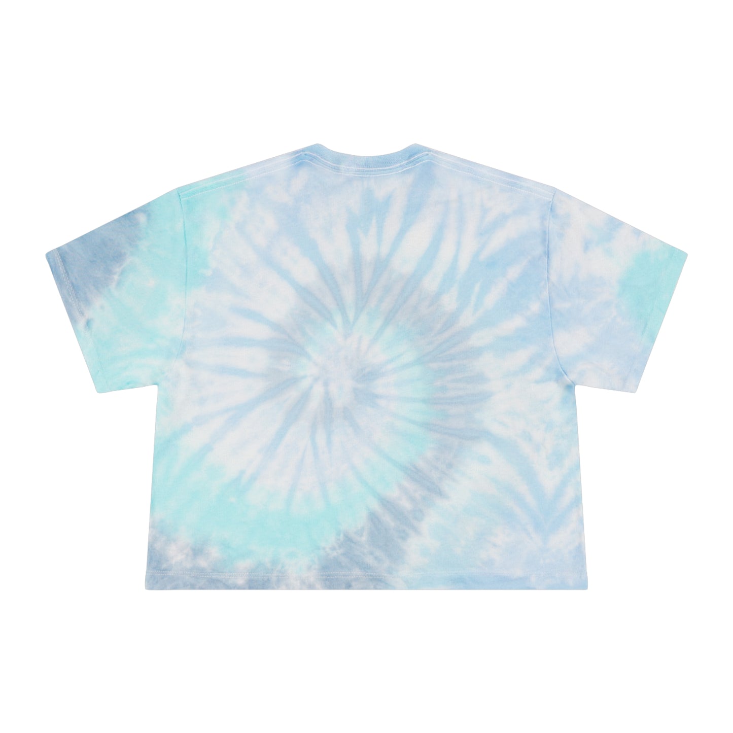 Women’s Tie-Dye Crop Tee with Colorful Flamingo in a Dandelion Hot Air Balloon Embroidery Graphic Design