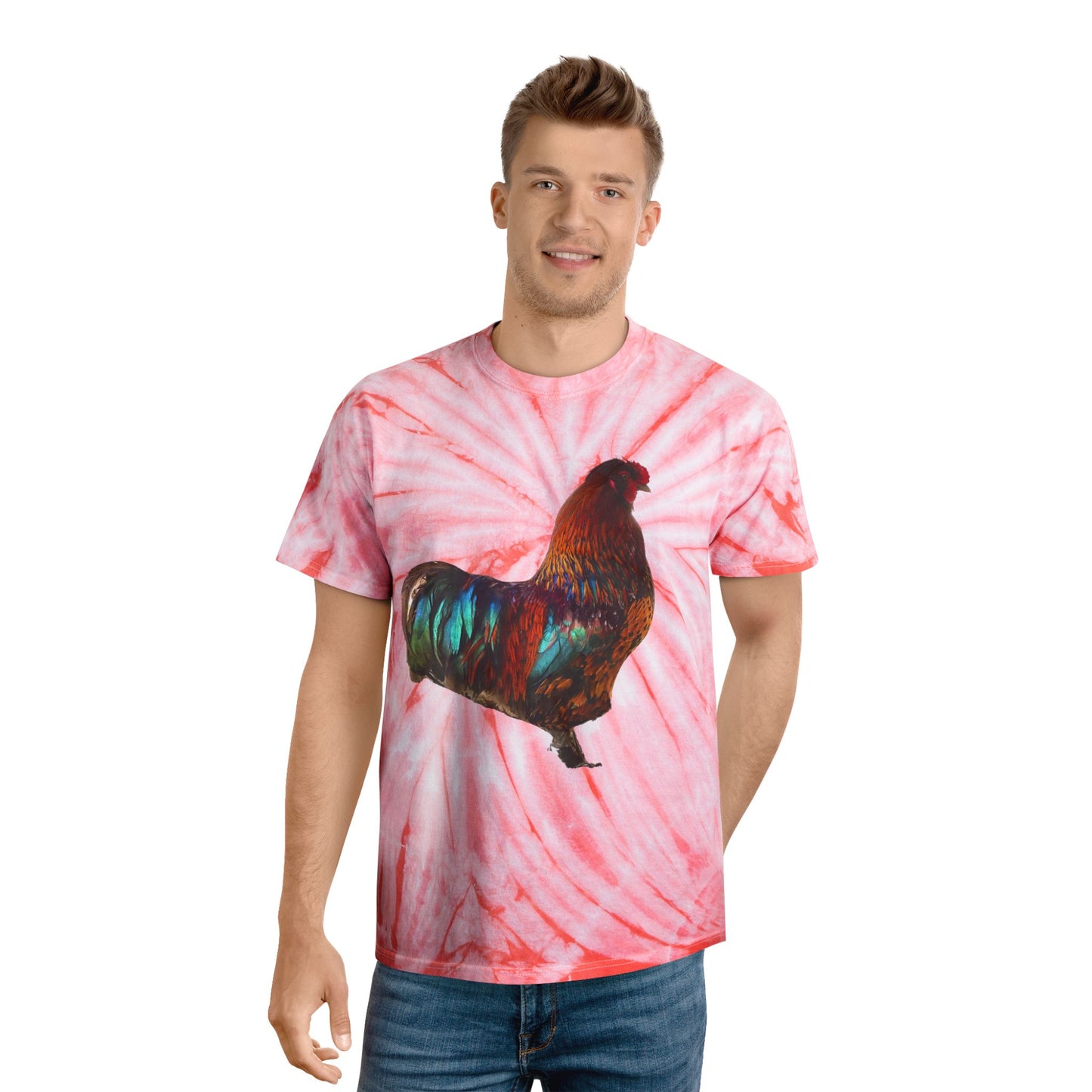 Tie-Dye “Vibrant Rooster” Graphic T-Shirt