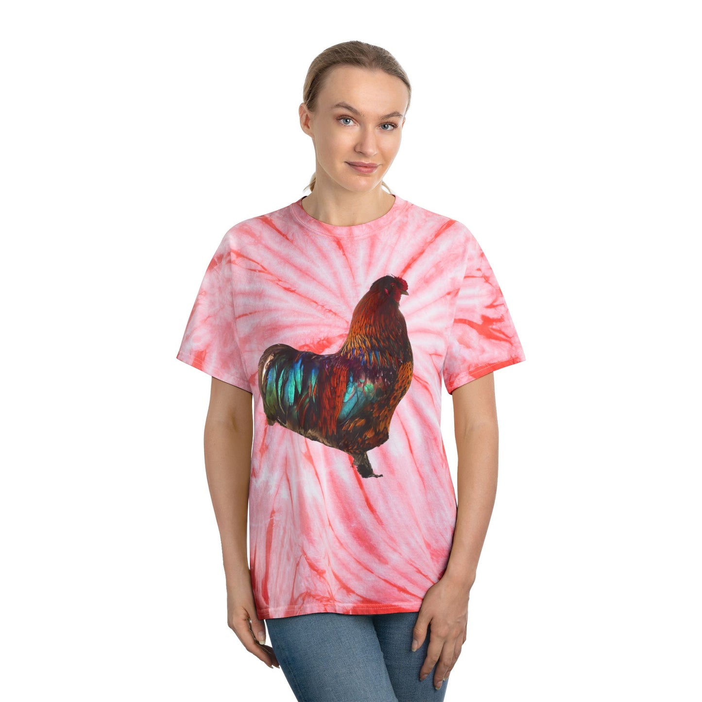 Tie-Dye “Vibrant Rooster” Graphic T-Shirt