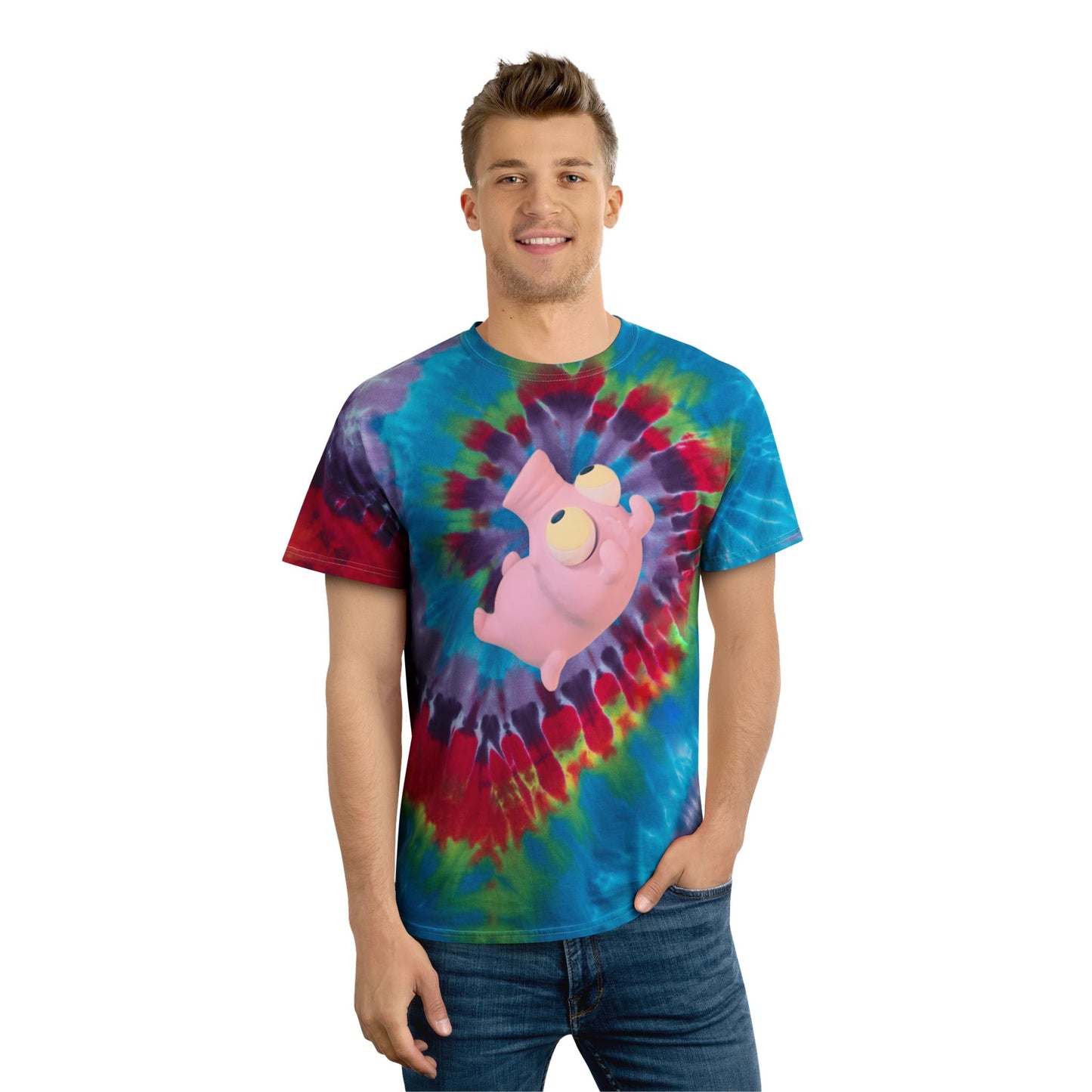 “Trippy Piggy” Spiral Tie-Dye Graphic T-Shirt