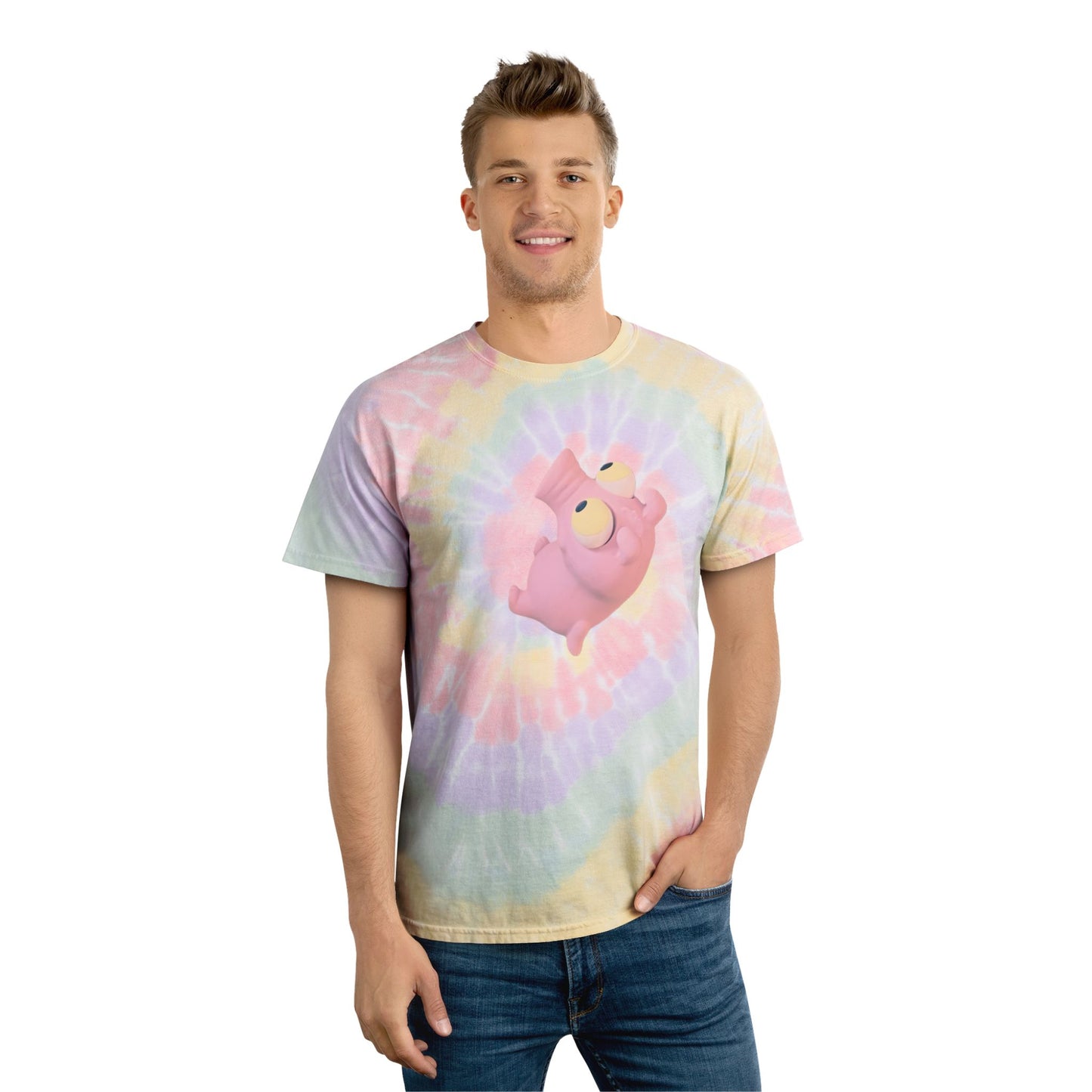 “Trippy Piggy” Spiral Tie-Dye Graphic T-Shirt