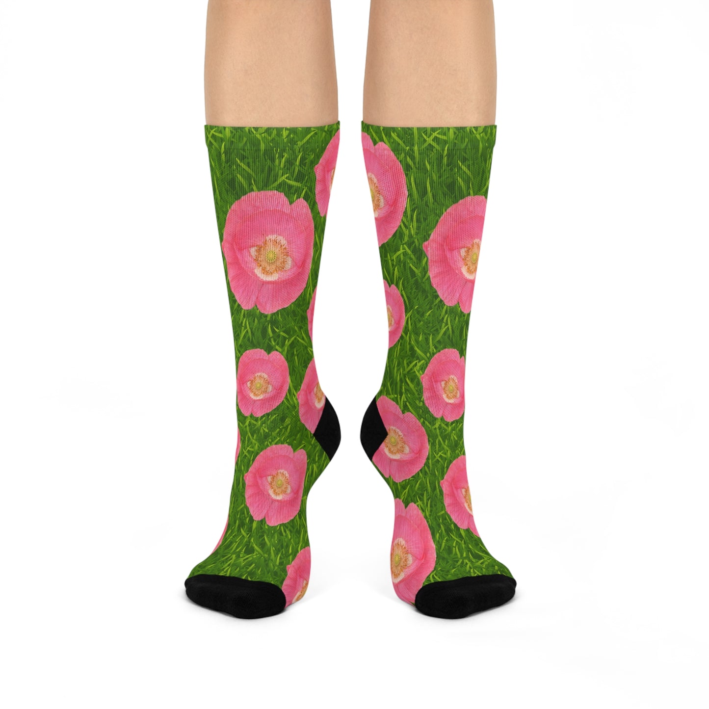 Cushioned "Pink Poppy" Crew Socks