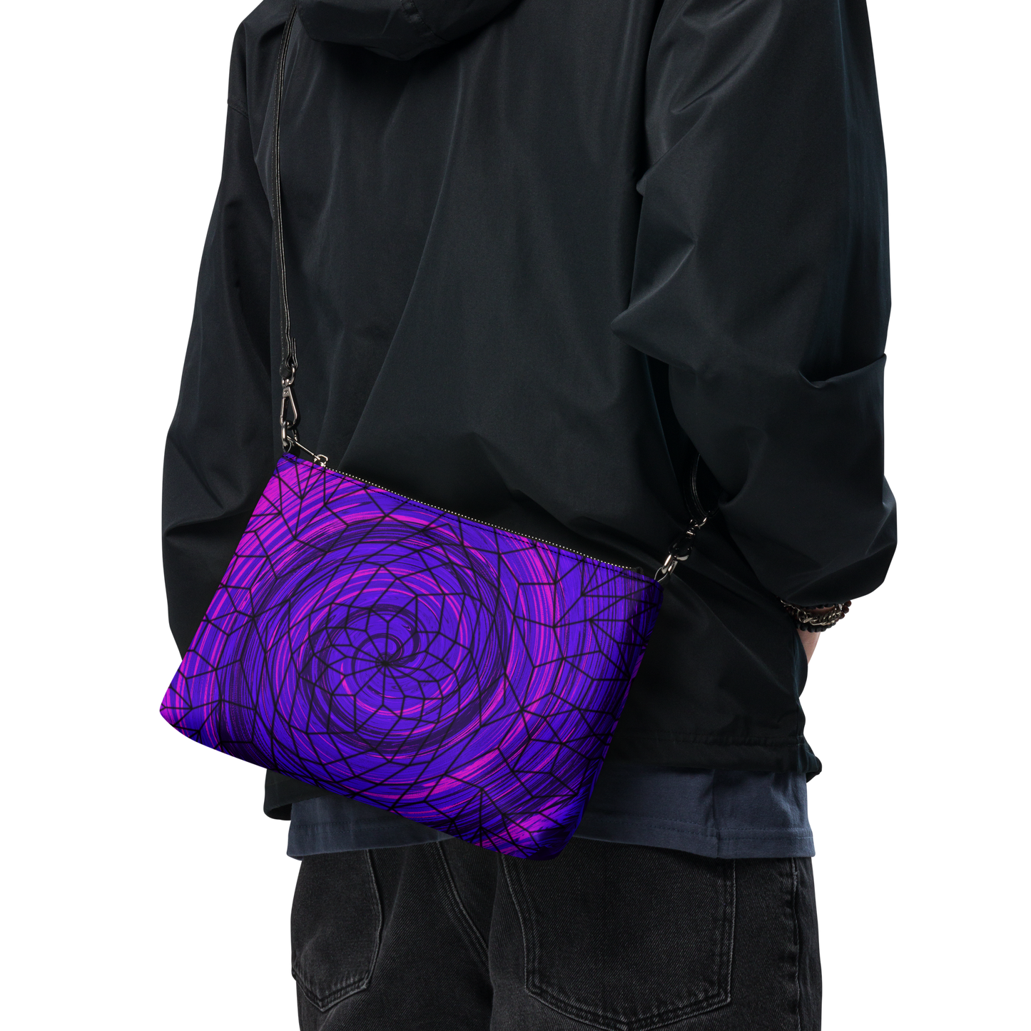 Psychedelic "Dreamcatcher Swirl Geometrics" Crossbody Handbag