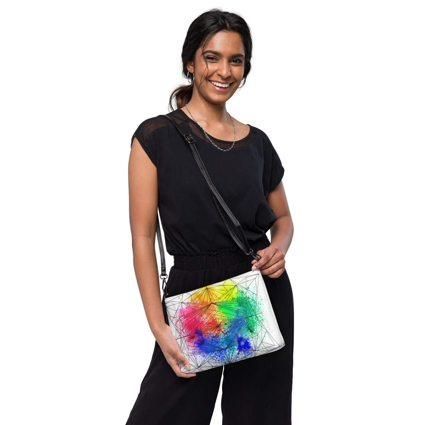 "Paint Splatter Geometrics" Crossbody Handbag
