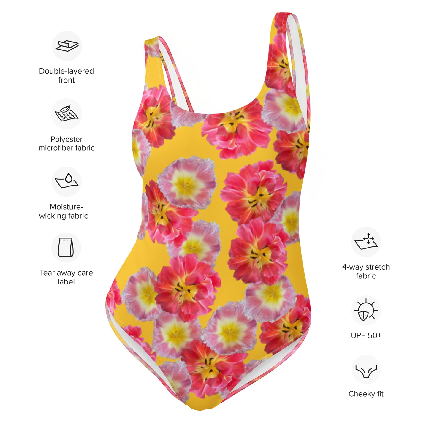 "Sunshine Bloom" One-Piece Swimsuit - Yellow