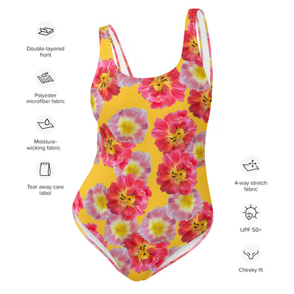 "Sunshine Bloom" One-Piece Swimsuit - Yellow