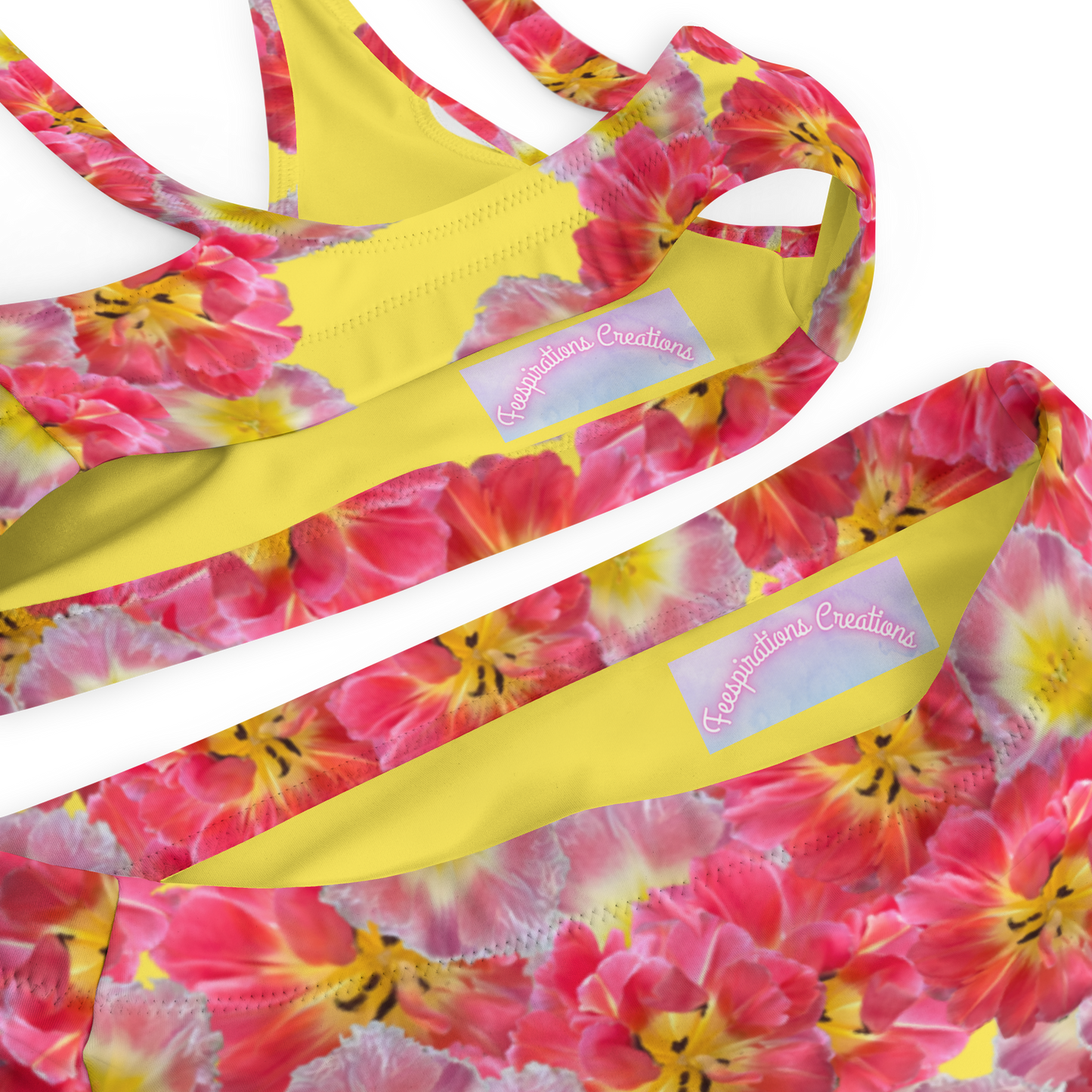 "Sunshine Bloom" High Waisted Bikini Swimsuit Set - Yellow