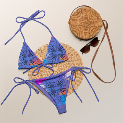 Two Piece “Periwinkle Paint Geometrics” String Bikini