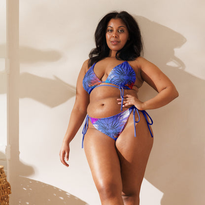 Two Piece “Periwinkle Paint Geometrics” String Bikini