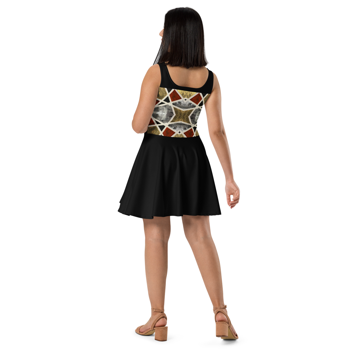 A-Line "Elegance in Motion" Armor-Inspired Skater Dress - Black