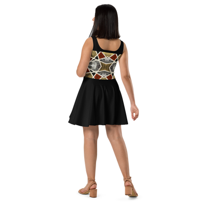 A-Line "Elegance in Motion" Armor-Inspired Skater Dress - Black