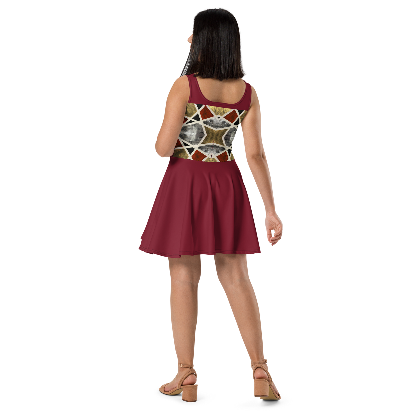 A-Line "Elegance in Motion" Armor-Inspired Skater Dress - Red