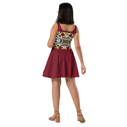 A-Line "Elegance in Motion" Armor-Inspired Skater Dress - Red