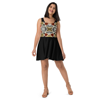 A-Line "Elegance in Motion" Armor-Inspired Skater Dress - Black