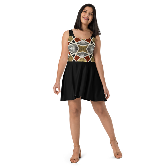 A-Line "Elegance in Motion" Armor-Inspired Skater Dress - Black