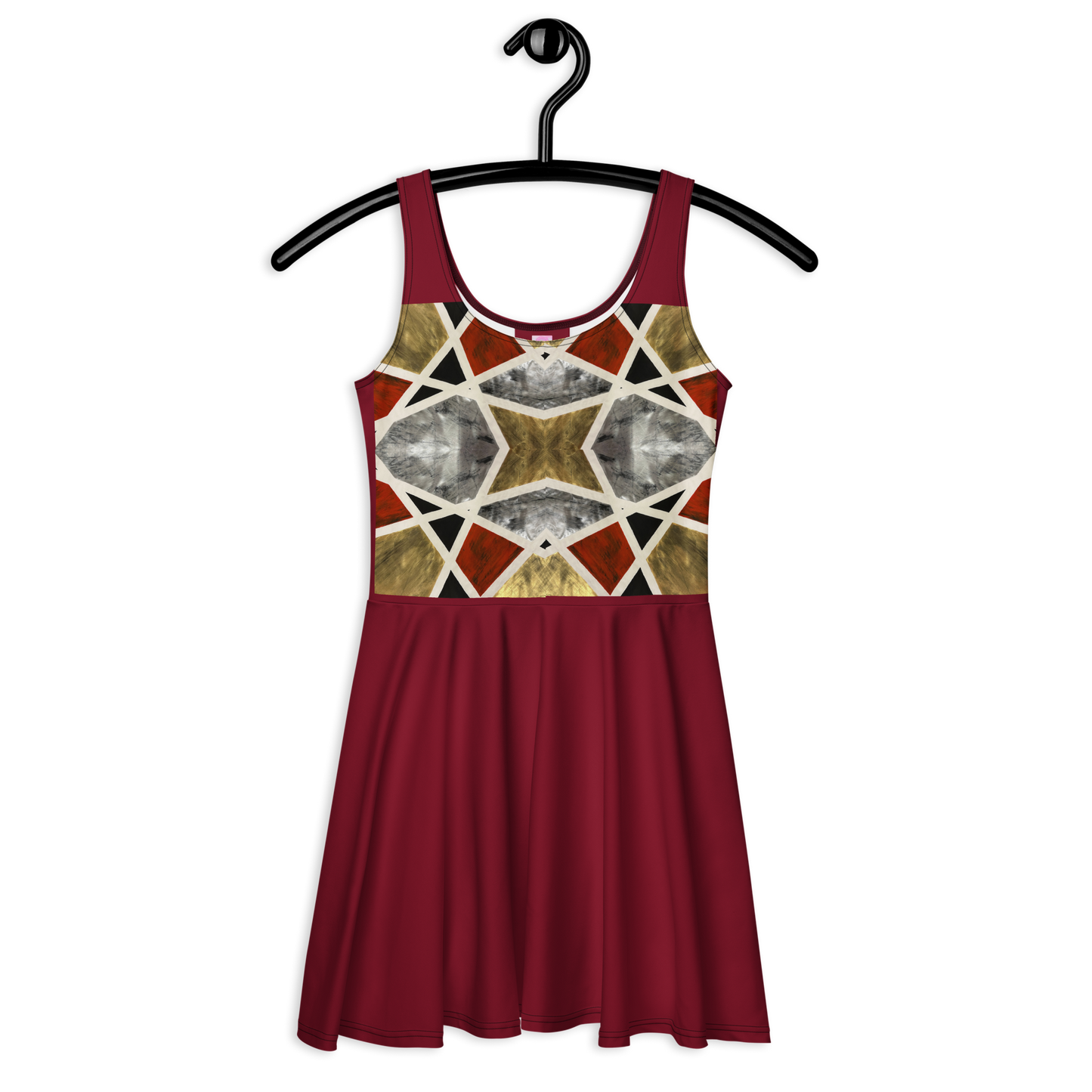 A-Line "Elegance in Motion" Armor-Inspired Skater Dress - Red