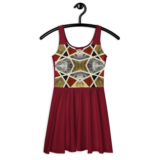 A-Line "Elegance in Motion" Armor-Inspired Skater Dress - Red