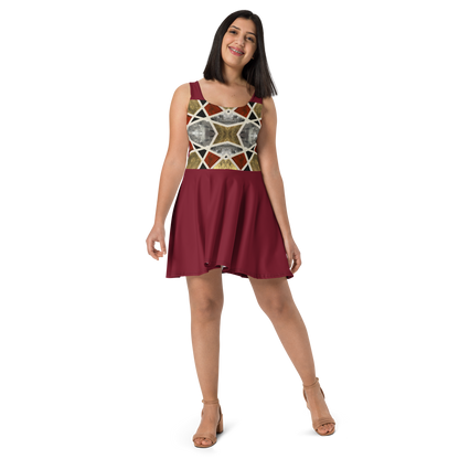 A-Line "Elegance in Motion" Armor-Inspired Skater Dress - Red