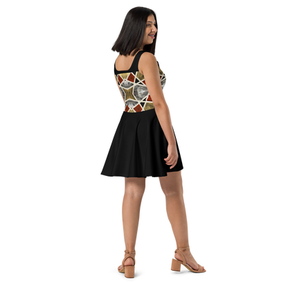 A-Line "Elegance in Motion" Armor-Inspired Skater Dress - Black