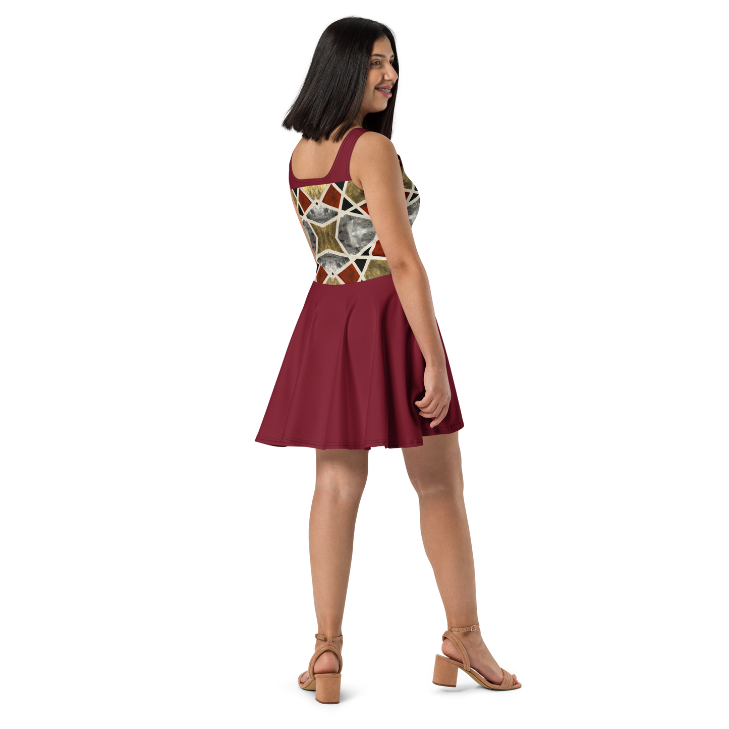 A-Line "Elegance in Motion" Armor-Inspired Skater Dress - Red