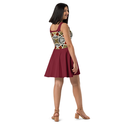 A-Line "Elegance in Motion" Armor-Inspired Skater Dress - Red