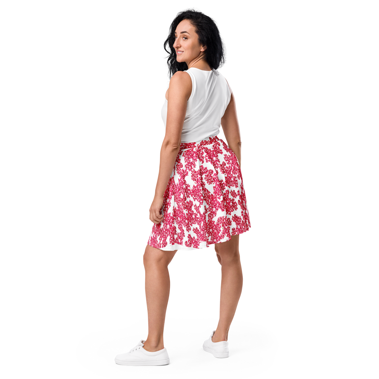 A-Line "Tiny Pink Blooms" Skater Skirt