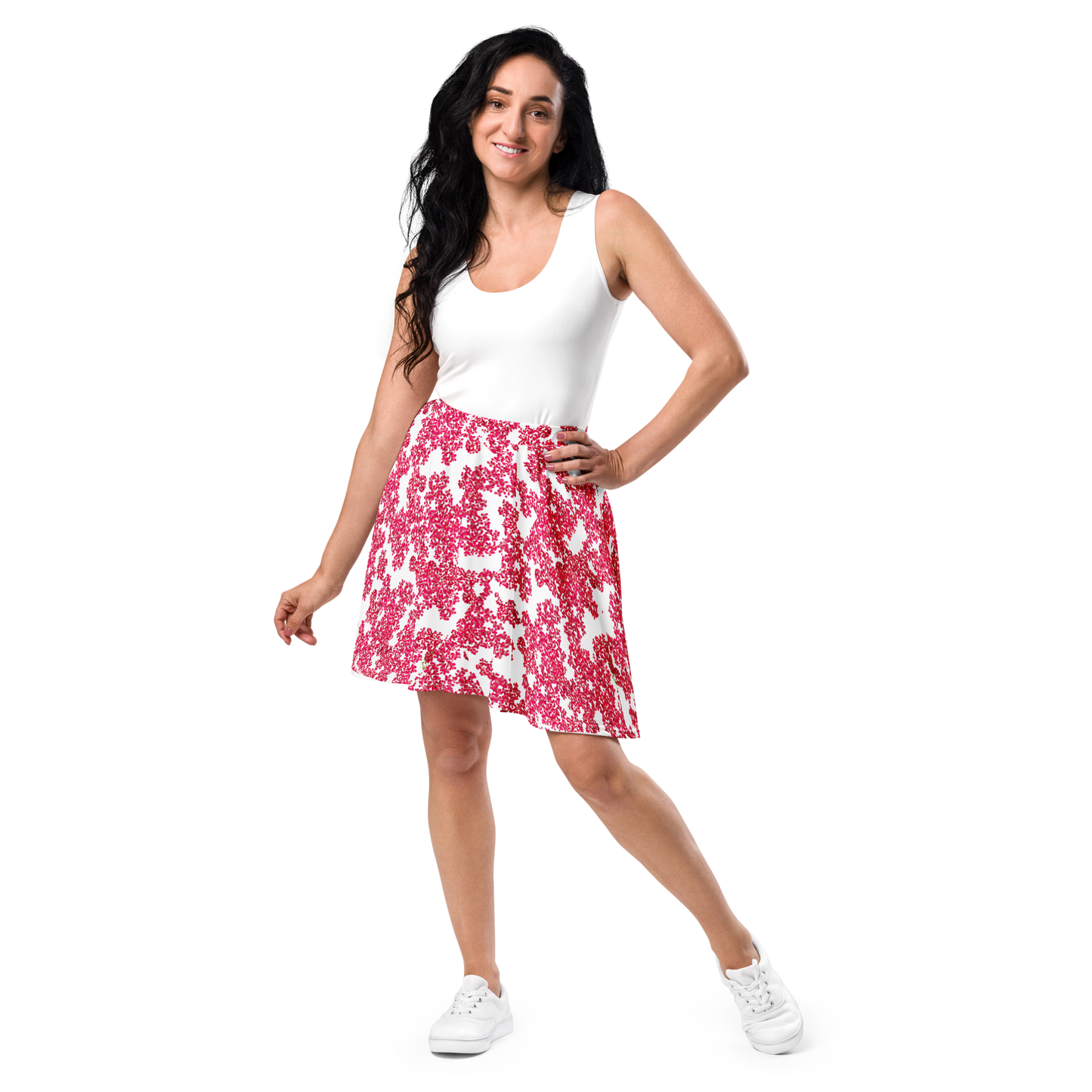 A-Line "Tiny Pink Blooms" Skater Skirt