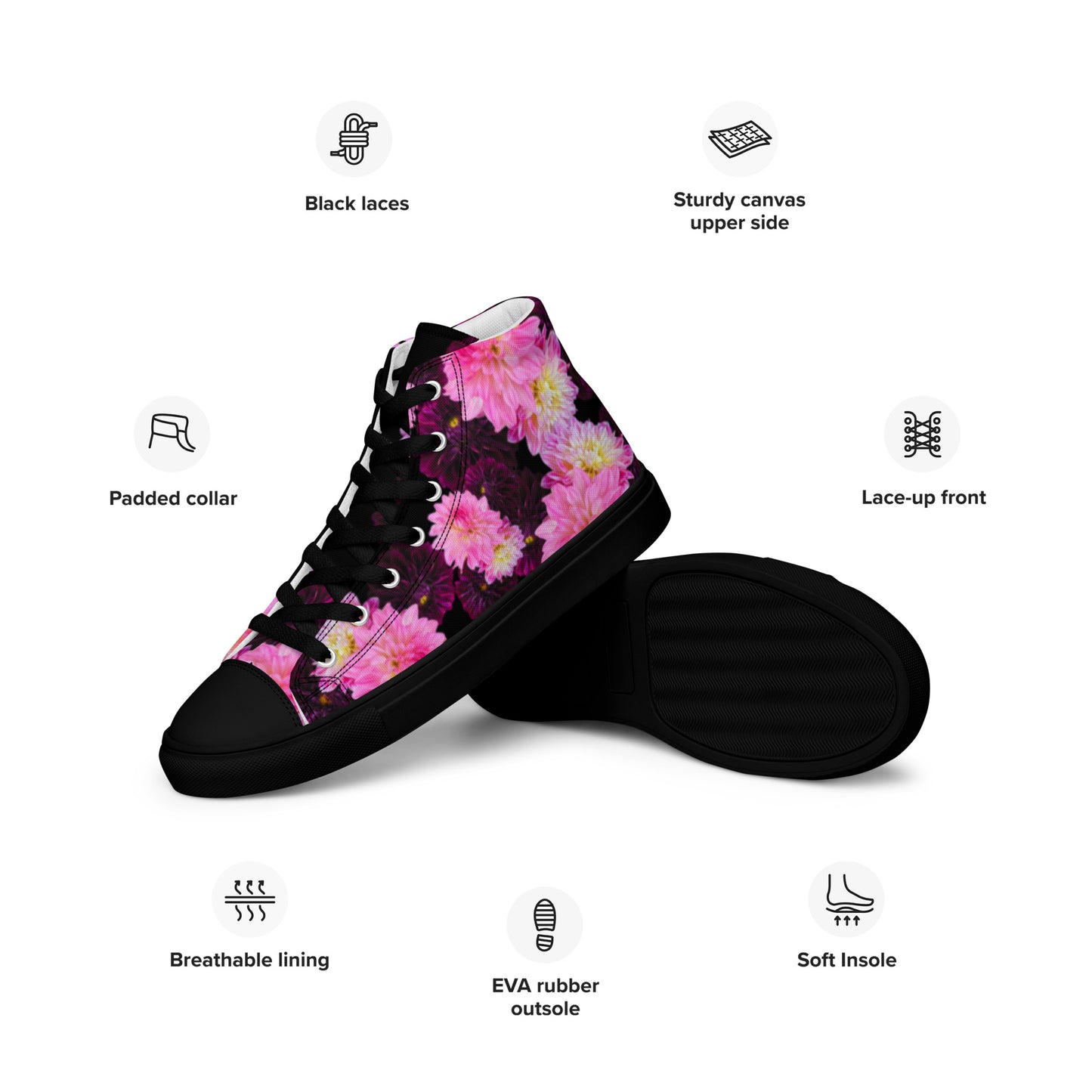 Men’s "Black Dahlia" High Top Canvas Sneakers