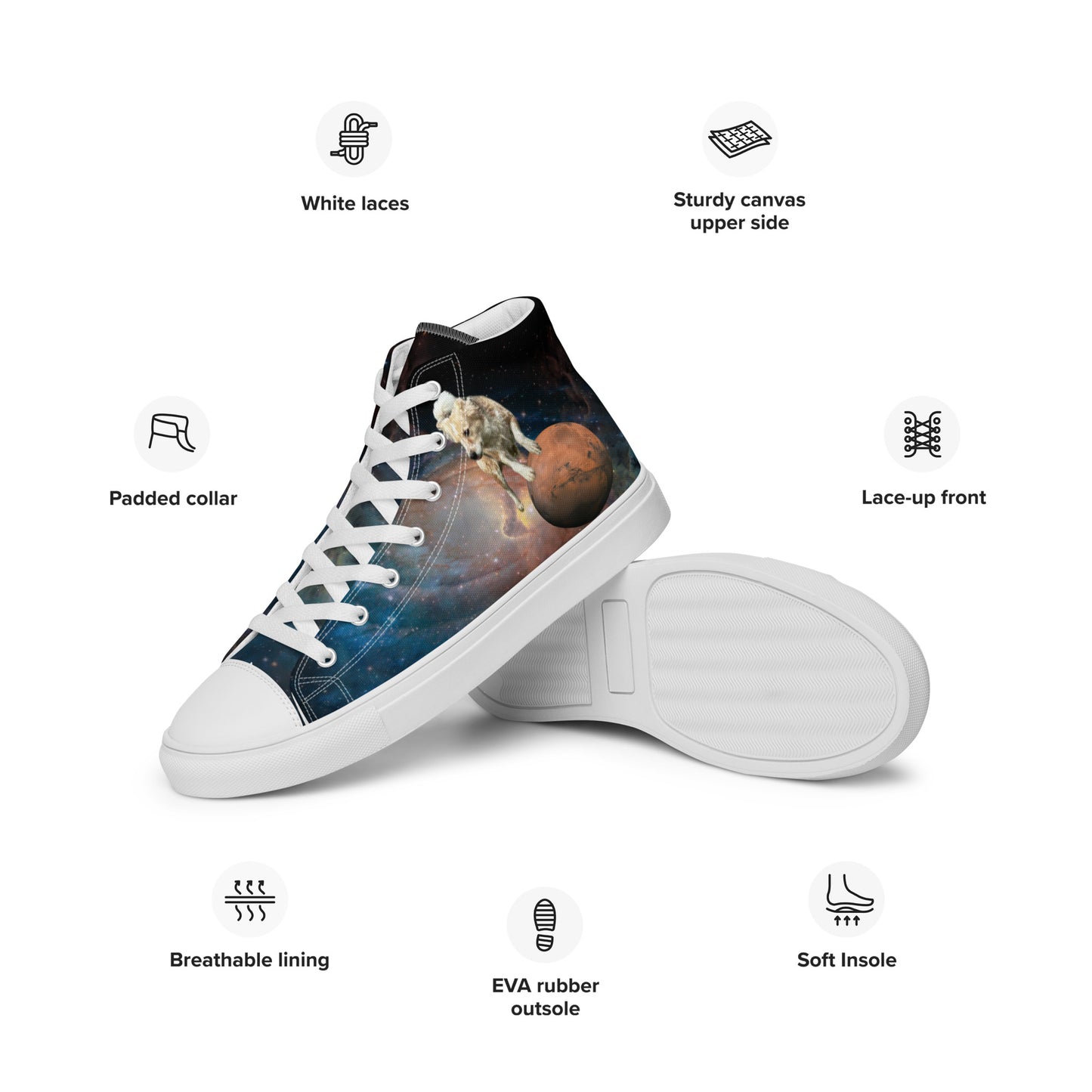 Men's "Galaxy Dog: Cosmic Fee" High Top Canvas Sneakers