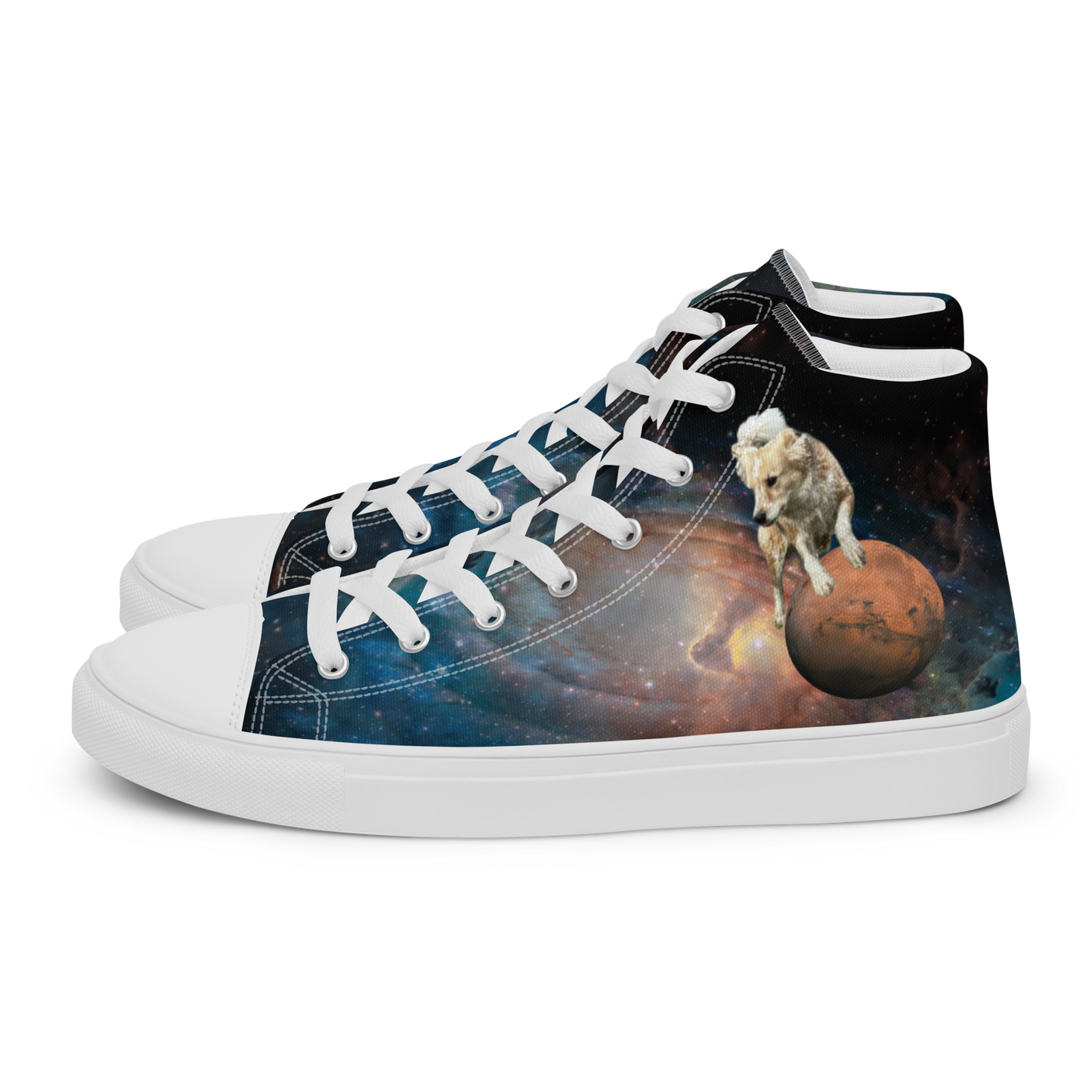 Men's "Galaxy Dog: Cosmic Fee" High Top Canvas Sneakers