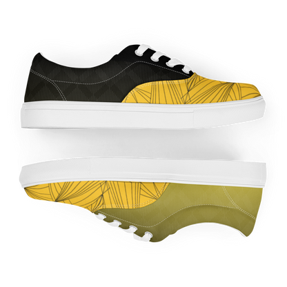 Men's "Yellow & Black Geometrics" Lace Up Canvas Sneakers