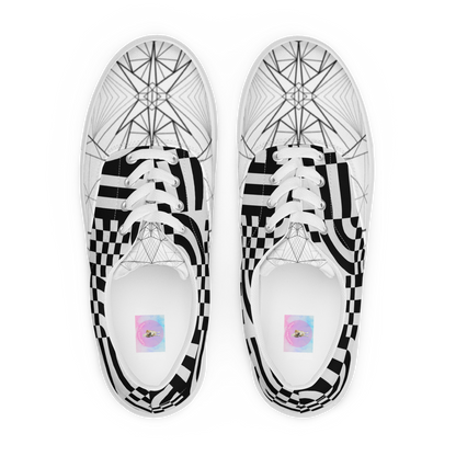 Men's "Black & White Geometrics" Lace Up Canvas Sneakers