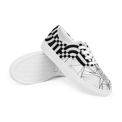 Men's "Black & White Geometrics" Lace Up Canvas Sneakers