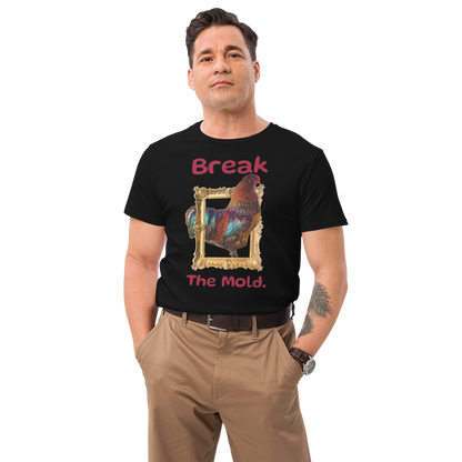 Premium Cotton "Break the Mold” Rooster Graphic Men’s T-Shirt