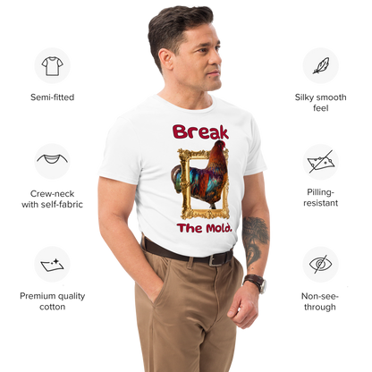 Premium Cotton "Break the Mold” Rooster Graphic Men’s T-Shirt