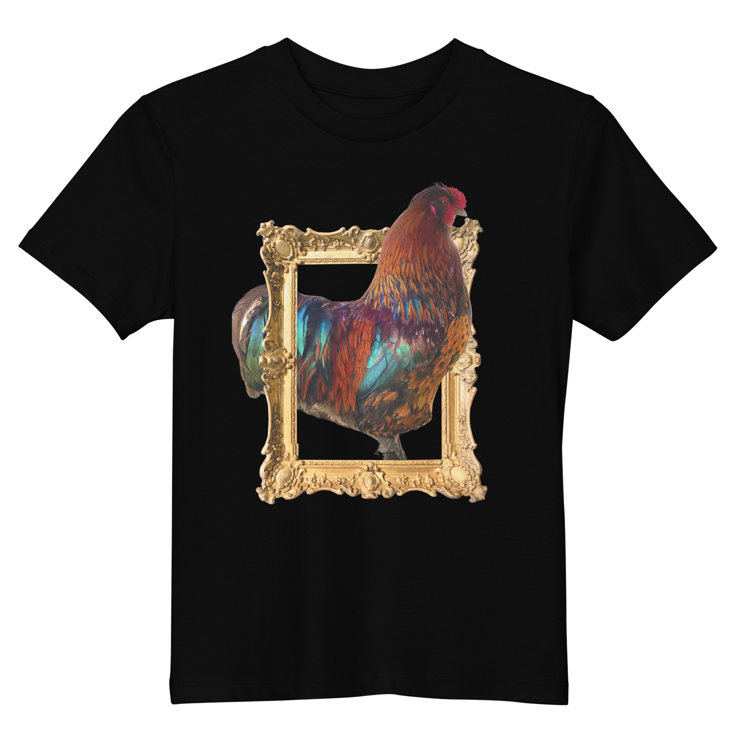 Kid's Organic Cotton "Vibrant Rooster Portrait" Graphic T-Shirt