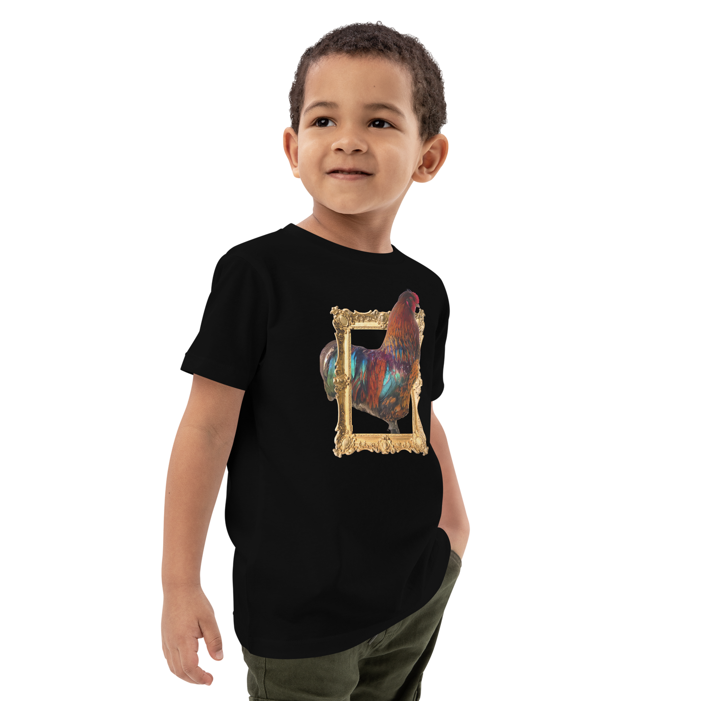 Kid's Organic Cotton "Vibrant Rooster Portrait" Graphic T-Shirt