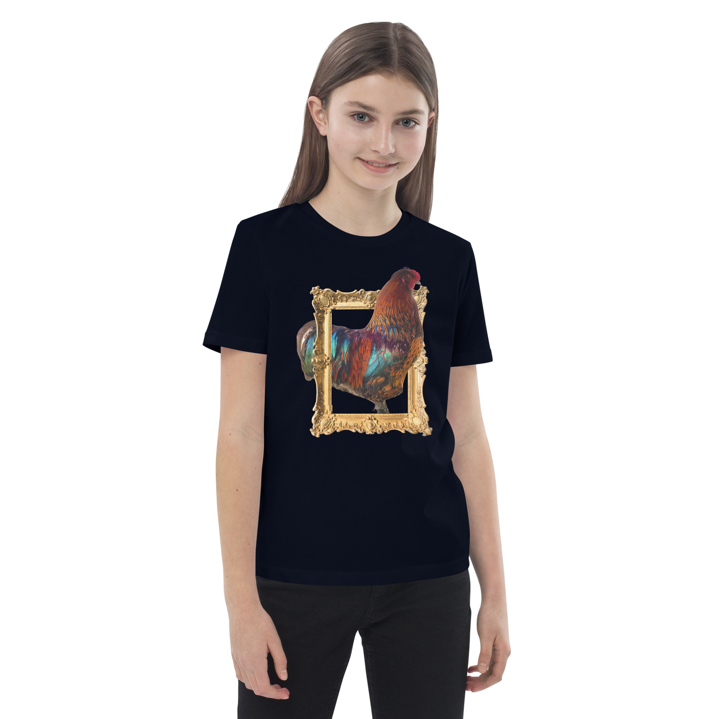 Kid's Organic Cotton "Vibrant Rooster Portrait" Graphic T-Shirt