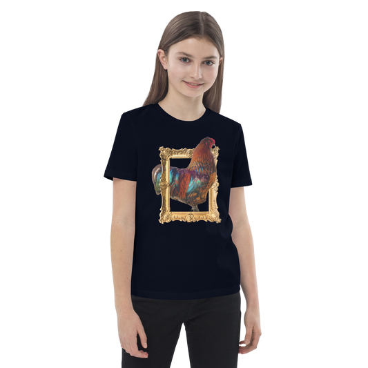 Kid's Organic Cotton "Vibrant Rooster Portrait" Graphic T-Shirt