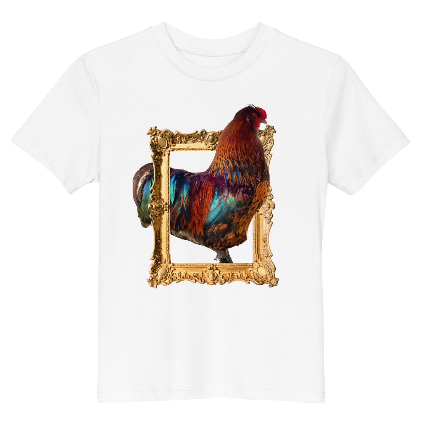 Kid's Organic Cotton "Vibrant Rooster Portrait" Graphic T-Shirt
