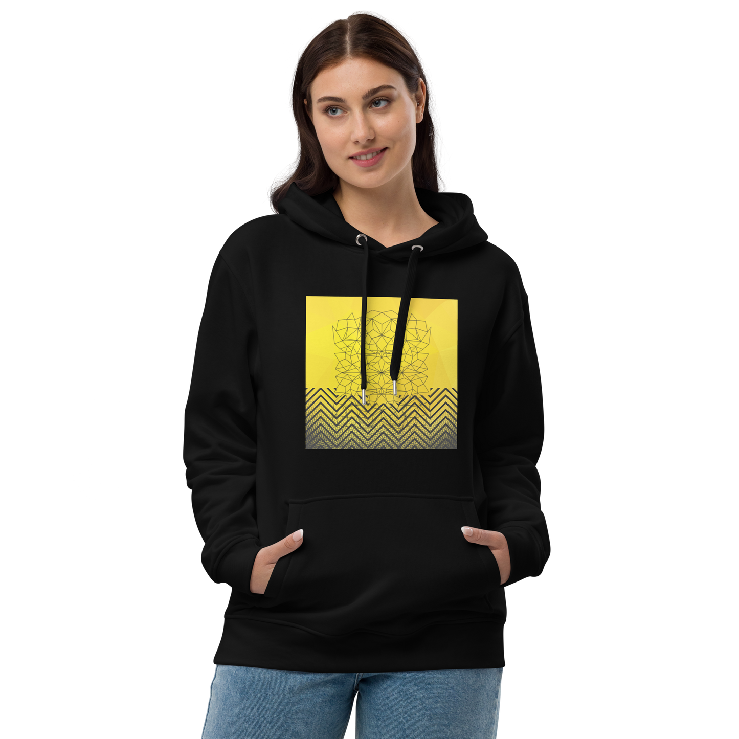 "Black & Yellow Geometrics" Premium Eco Hoodie