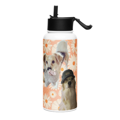 32oz Stainless Steel “Goodest Dogs Fee and Sully” Water Bottle with Straw Lid