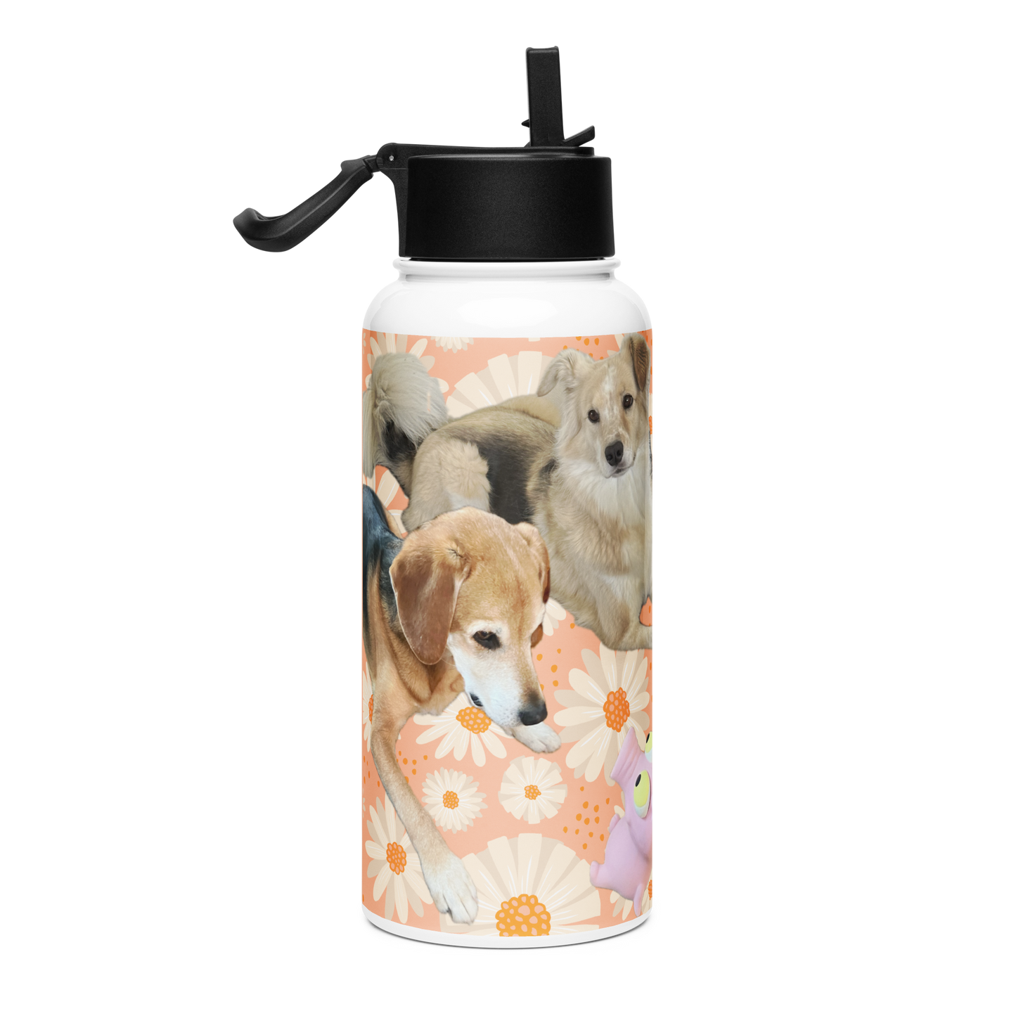 32oz Stainless Steel “Goodest Dogs Fee and Sully” Water Bottle with Straw Lid