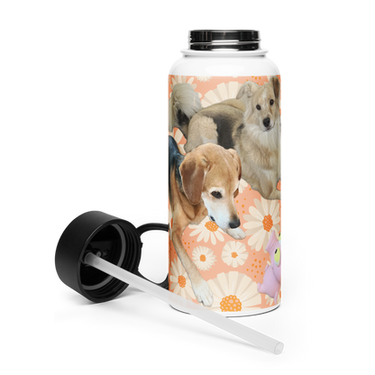 32oz Stainless Steel “Goodest Dogs Fee and Sully” Water Bottle with Straw Lid